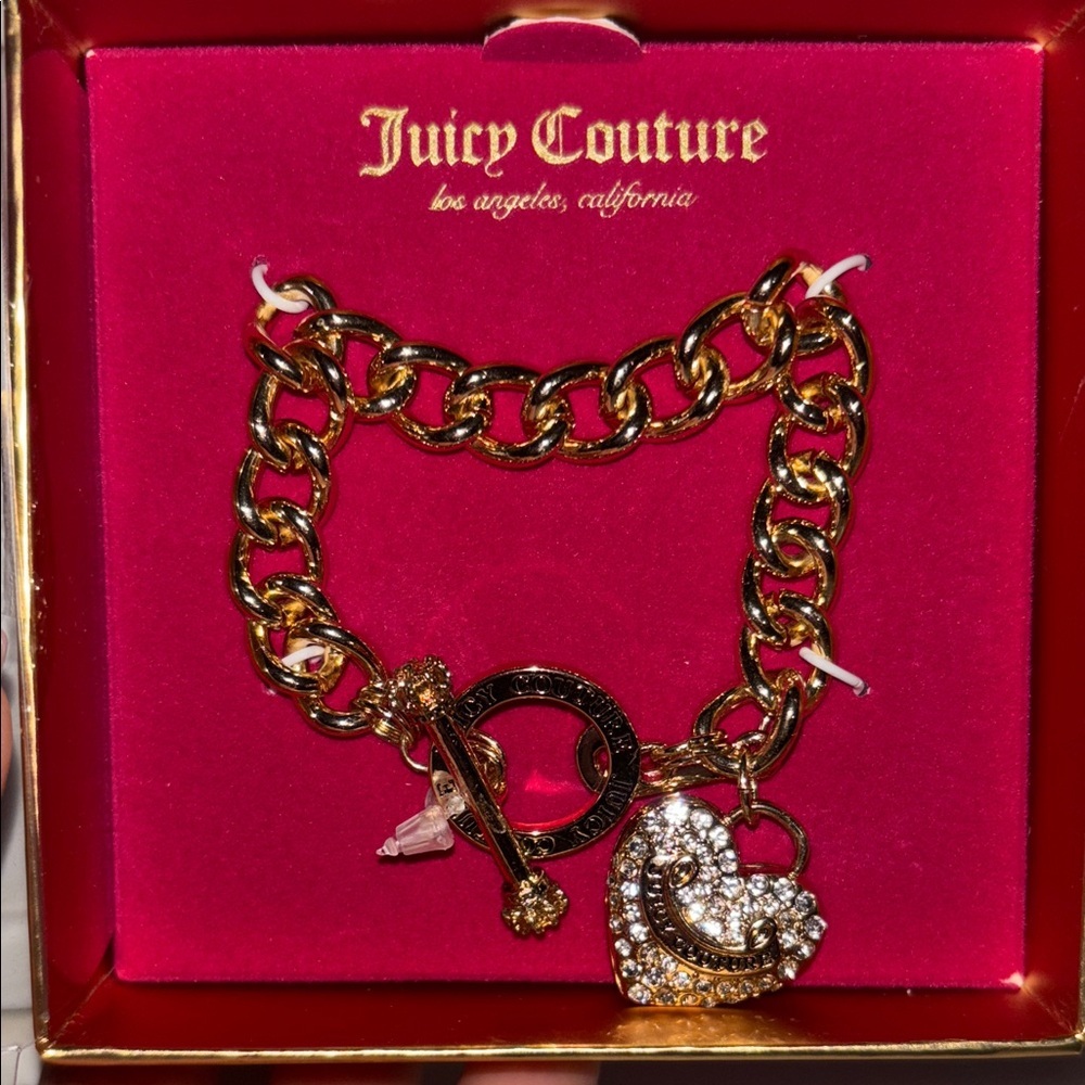 Juicy Couture Gold Chain Bracelet with Heart Charm
